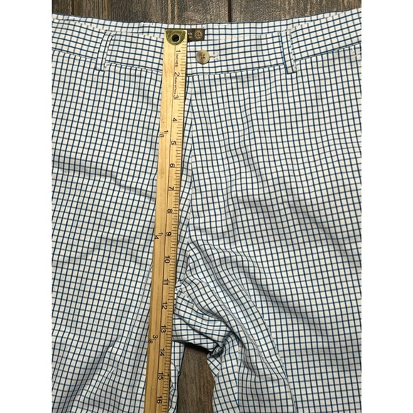 Peter Millar Mens Wicking Performance Golf Shorts Blue White Windowpane Size 34 - Picture 7 of 9